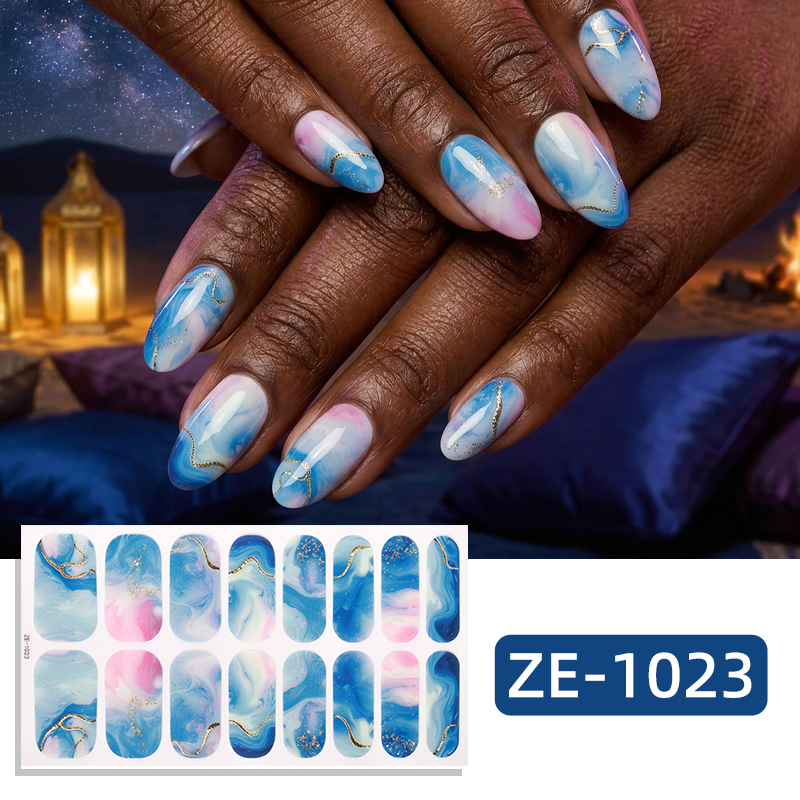 Full Cover Adhesive - 16Tips Glitter Mermer Tam Kapak Tırnak