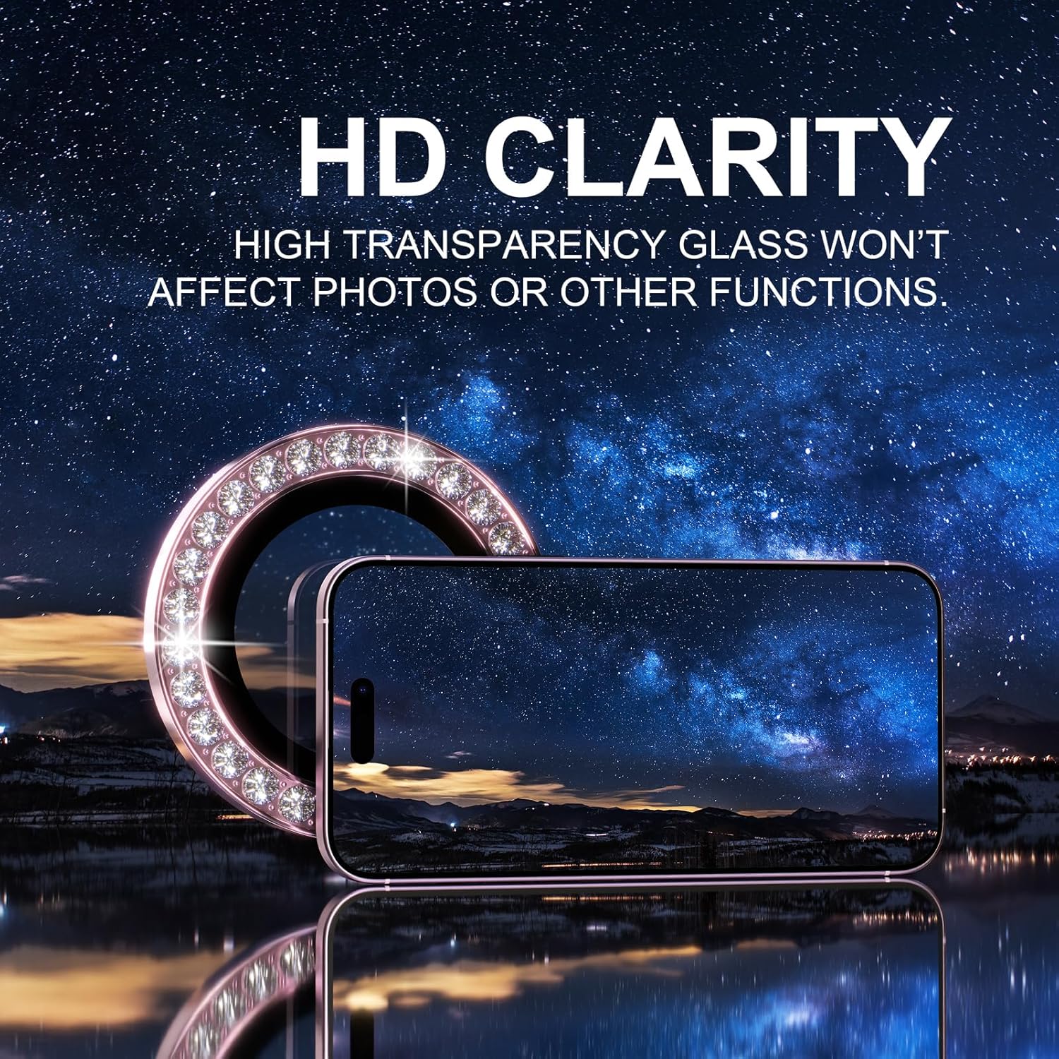 1 Adet Pembe Simli Elmas Kamer - Tempered Glass Screen 9H incelemesi ve fiyatı